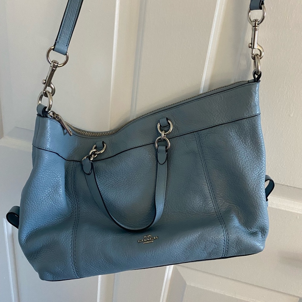 Coach Slate Blue Leather Shoulder Bag